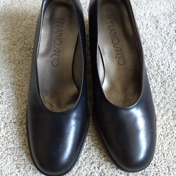 Franco Sarto - Size 7.5 M Black Genuine Leather Timeless Classic Elegant Pumps - Picture 1 of 7